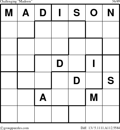 The grouppuzzles.com Challenging Madison puzzle for 