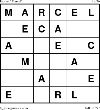 The grouppuzzles.com Easiest Marcel puzzle for 