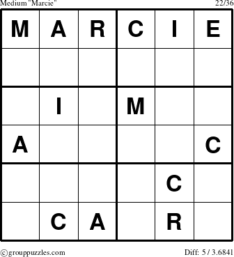 The grouppuzzles.com Medium Marcie puzzle for 