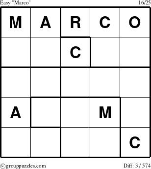 The grouppuzzles.com Easy Marco puzzle for 