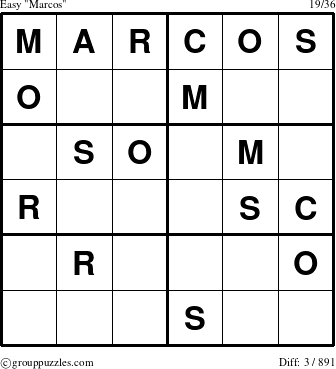 The grouppuzzles.com Easy Marcos puzzle for 