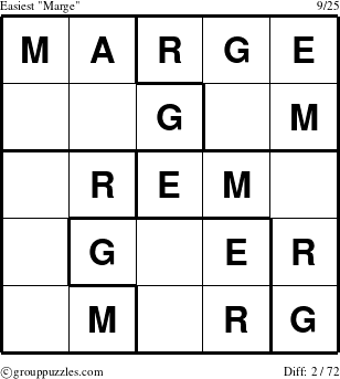 The grouppuzzles.com Easiest Marge puzzle for 