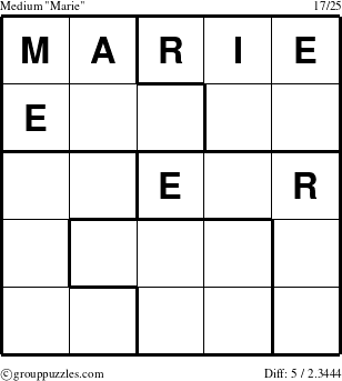 The grouppuzzles.com Medium Marie puzzle for 
