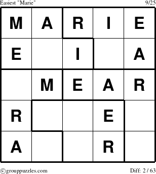 The grouppuzzles.com Easiest Marie puzzle for 