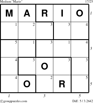 The grouppuzzles.com Medium Mario puzzle for  with all 5 steps marked