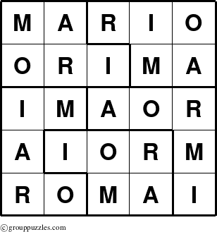 The grouppuzzles.com Answer grid for the Mario puzzle for 