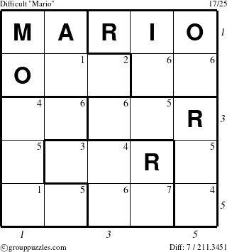 The grouppuzzles.com Difficult Mario puzzle for  with all 7 steps marked