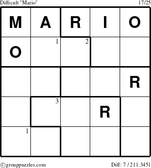 The grouppuzzles.com Difficult Mario puzzle for  with the first 3 steps marked