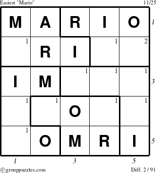 The grouppuzzles.com Easiest Mario puzzle for  with all 2 steps marked