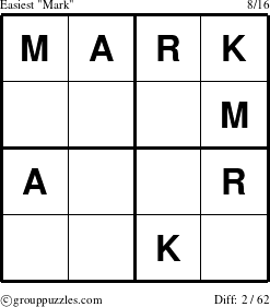 The grouppuzzles.com Easiest Mark puzzle for 