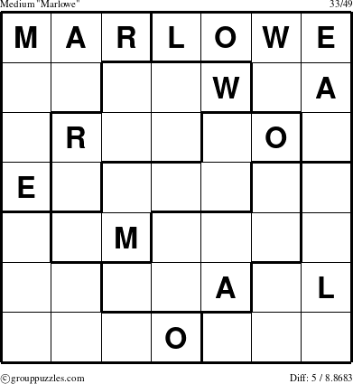 The grouppuzzles.com Medium Marlowe puzzle for 