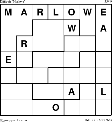 The grouppuzzles.com Difficult Marlowe puzzle for 