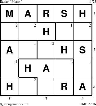 The grouppuzzles.com Easiest Marsh puzzle for  with all 2 steps marked