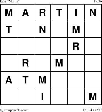 The grouppuzzles.com Easy Martin puzzle for 