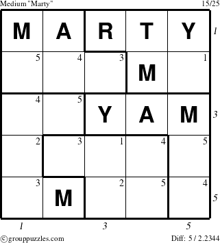 The grouppuzzles.com Medium Marty puzzle for  with all 5 steps marked