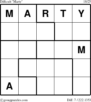 The grouppuzzles.com Difficult Marty puzzle for 