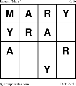 The grouppuzzles.com Easiest Mary puzzle for 