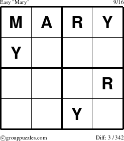 The grouppuzzles.com Easy Mary puzzle for 