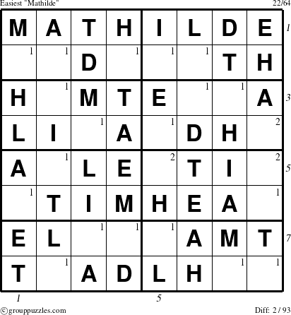 The grouppuzzles.com Easiest Mathilde puzzle for  with all 2 steps marked