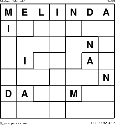 The grouppuzzles.com Medium Melinda puzzle for 