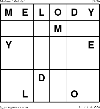 The grouppuzzles.com Medium Melody puzzle for 