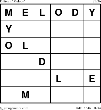 The grouppuzzles.com Difficult Melody puzzle for 