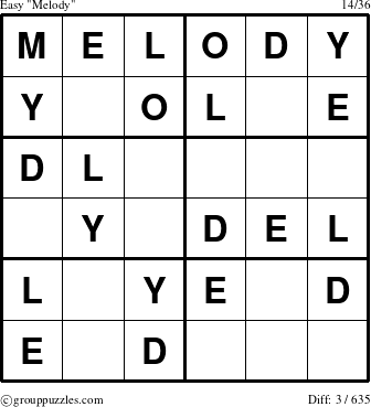 The grouppuzzles.com Easy Melody puzzle for 