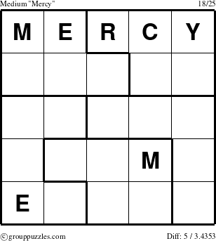 The grouppuzzles.com Medium Mercy puzzle for 