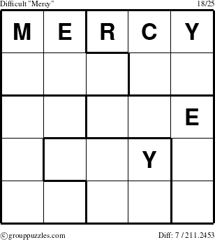 The grouppuzzles.com Difficult Mercy puzzle for 