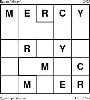 The grouppuzzles.com Easiest Mercy puzzle for 