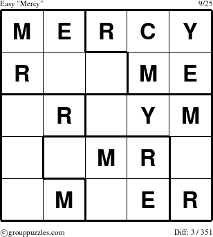 The grouppuzzles.com Easy Mercy puzzle for 