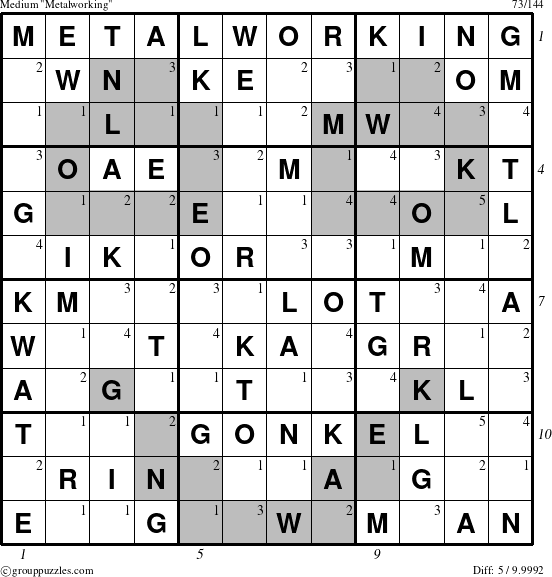 The grouppuzzles.com Medium Metalworking puzzle for , suitable for printing, with all 5 steps marked