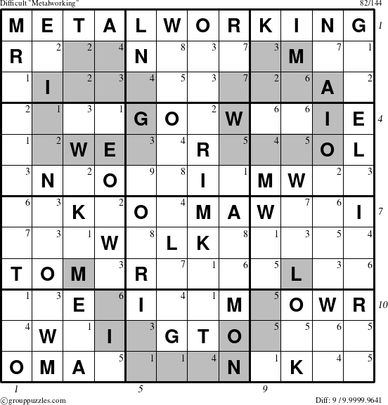 The grouppuzzles.com Difficult Metalworking puzzle for  with all 9 steps marked