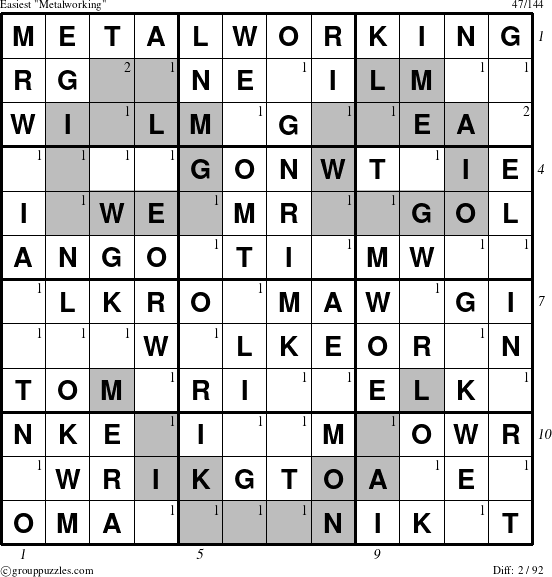 The grouppuzzles.com Easiest Metalworking puzzle for , suitable for printing, with all 2 steps marked