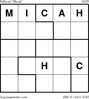 The grouppuzzles.com Difficult Micah puzzle for 