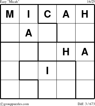 The grouppuzzles.com Easy Micah puzzle for 