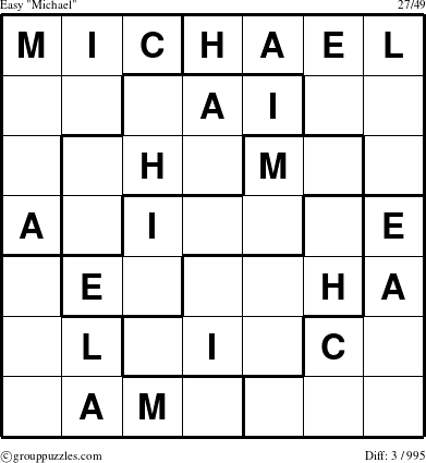The grouppuzzles.com Easy Michael puzzle for 