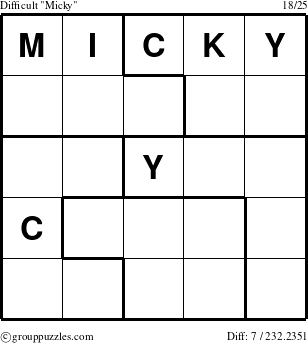 The grouppuzzles.com Difficult Micky puzzle for 