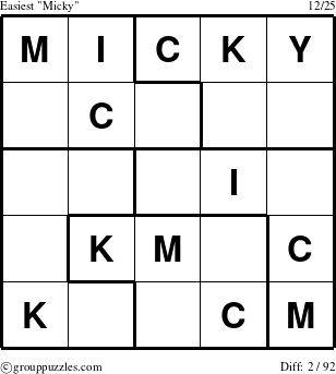The grouppuzzles.com Easiest Micky puzzle for 
