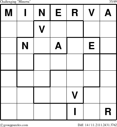 The grouppuzzles.com Challenging Minerva puzzle for 