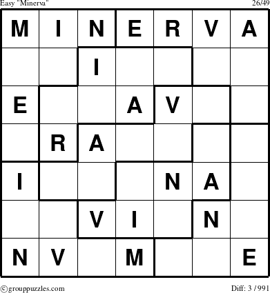 The grouppuzzles.com Easy Minerva puzzle for 