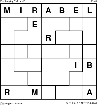 The grouppuzzles.com Challenging Mirabel puzzle for 