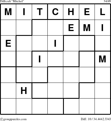 The grouppuzzles.com Difficult Mitchel puzzle for 