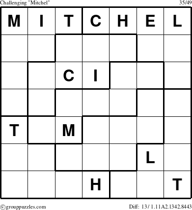 The grouppuzzles.com Challenging Mitchel puzzle for 