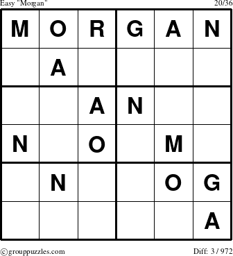 The grouppuzzles.com Easy Morgan puzzle for 