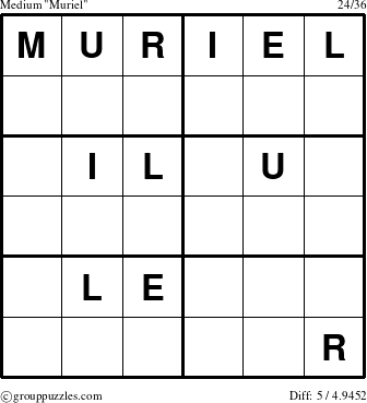 The grouppuzzles.com Medium Muriel puzzle for 