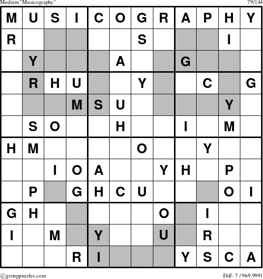 The grouppuzzles.com Medium Musicography puzzle for 