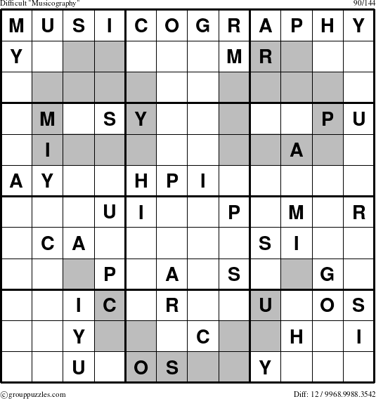 The grouppuzzles.com Difficult Musicography puzzle for 
