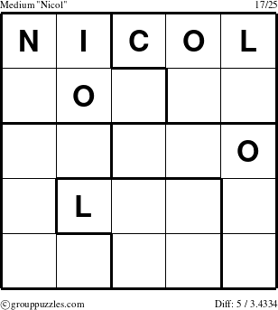 The grouppuzzles.com Medium Nicol puzzle for 