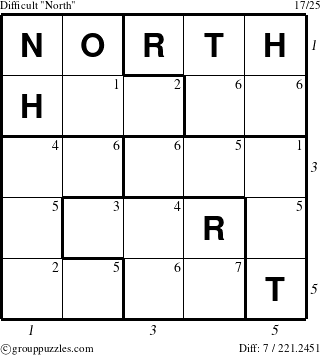 The grouppuzzles.com Difficult North puzzle for , suitable for printing, with all 7 steps marked